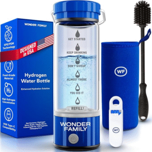 Hydrogen Water Bottle Generator 5 in 1 Large Set – Portable Water Hydrogenator, Glass Hydrogenated Water Machine with High H2 Concentration, SPE/PEM Technology – 14 Fl Oz