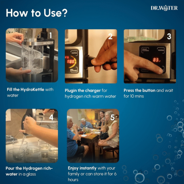 Second image of Hydrogen Water Bottle | 3X More Hydrogen Concentration | 32oz, 50oz, 68oz Hydrogen Water Generator | Big Size More Hydrogen | Water Hydrogenator (HydroKettle 1.5PPM)